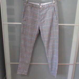Zara Man Window Pane Check Skinny Slim Fit Pants